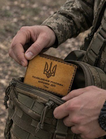 Обкладинка на посвідчення УБД з натуральної шкіри
